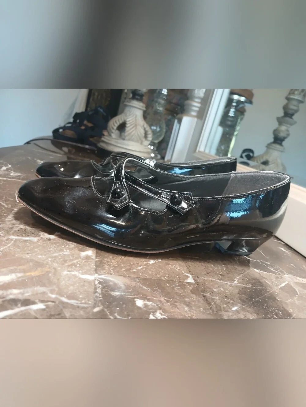 Hush Puppies Black Patent Mary Janes with Cross Straps